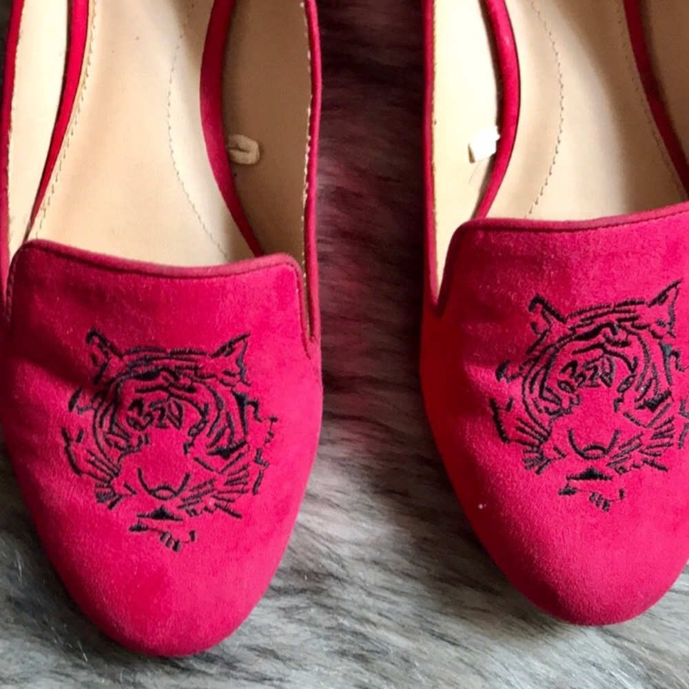 Zara Red Flat Loafers